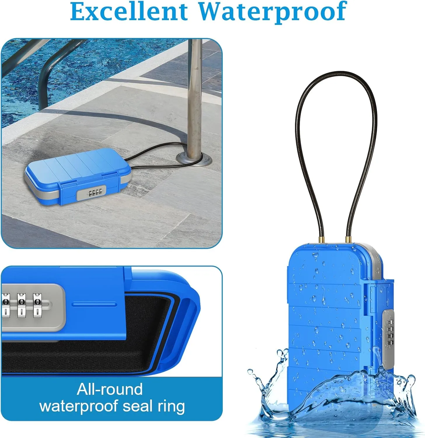 AMIR Portable Safe Box, Combination Security Case LockBox with Code, Waterproof Anti-Theft Mini Travel Safe Lockbox with Removable Chain, Portable Lock Box for Car Dorm Beach Hotel Personal Items Safe