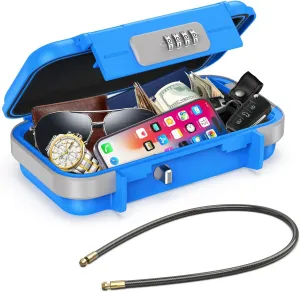AMIR Portable Safe Box, Combination Security Case LockBox with Code, Waterproof Anti-Theft Mini Travel Safe Lockbox with Removable Chain, Portable Lock Box for Car Dorm Beach Hotel Personal Items Safe