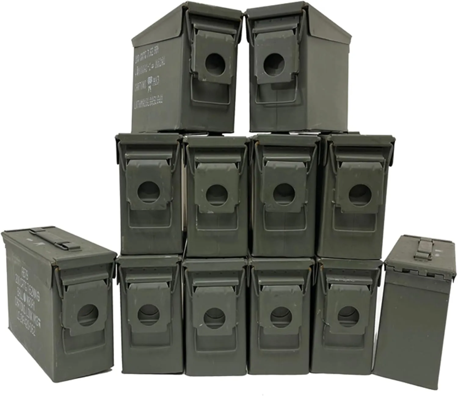 Ammo Storage Can (12 Pack) – Waterproof Rugged Metal Ammo Boxes for Storage - Grade 1 Surplus Lockable Ammo Box w/Hinged Lid, Carbon Steel SUS304, Aluminum 5052 Surface Seal - Ammo Case Storage Box