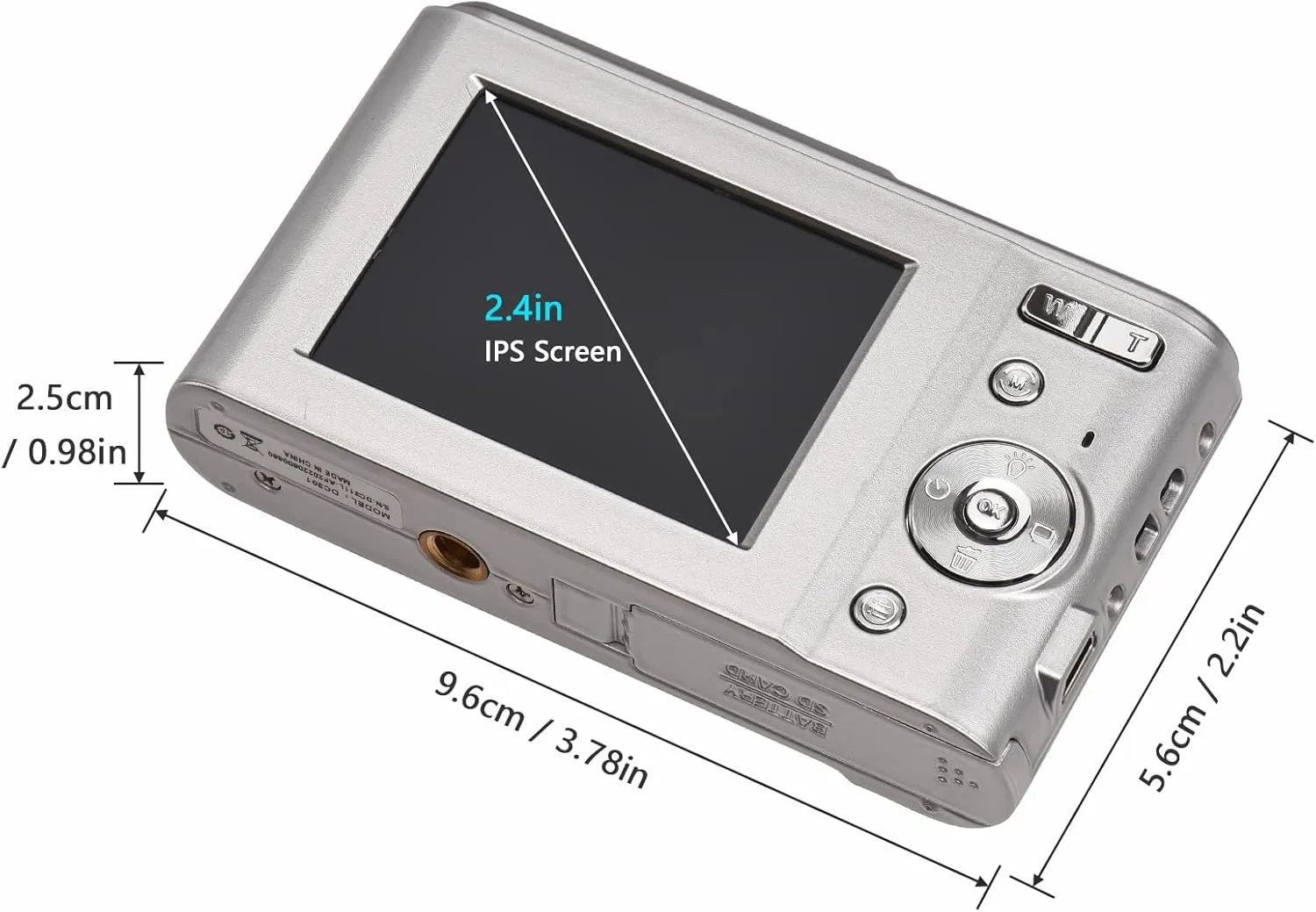 Andoer Portable Digital Camera 48MP 1080P 2.4-inch IPS Screen 16X Zoom Auto Focus Self-Timer 128GB Extended Memory Face Detection Anti-Shaking with 2pcs Batteries Hand Strap Carry Pouch
