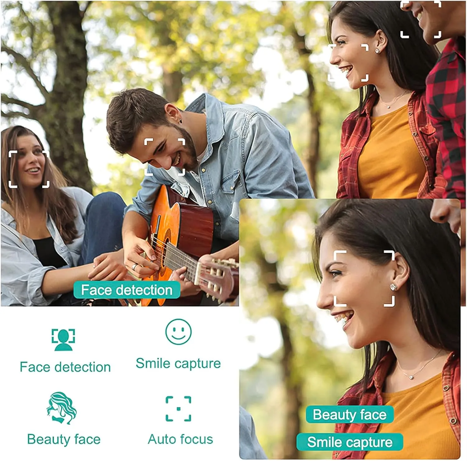 Andoer Portable Digital Camera 48MP 1080P 2.4-inch IPS Screen 16X Zoom Auto Focus Self-Timer 128GB Extended Memory Face Detection Anti-Shaking with 2pcs Batteries Hand Strap Carry Pouch
