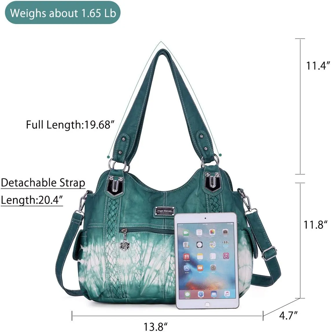 Angel Barcelo Roomy Fashion Hobo Womens Handbags Ladies Purse Satchel Shoulder Bags Tote Washed Leather Bag