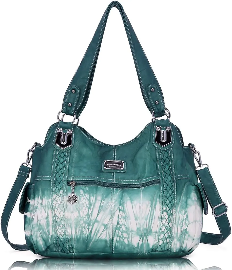 Angel Barcelo Roomy Fashion Hobo Womens Handbags Ladies Purse Satchel Shoulder Bags Tote Washed Leather Bag