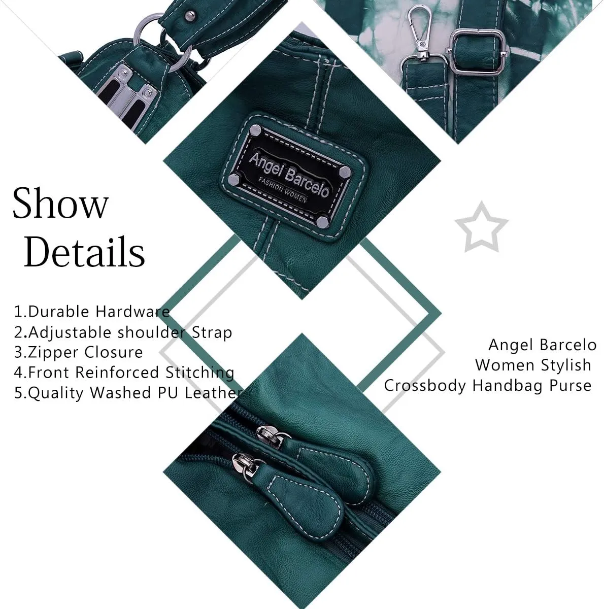 Angel Barcelo Roomy Fashion Hobo Womens Handbags Ladies Purse Satchel Shoulder Bags Tote Washed Leather Bag