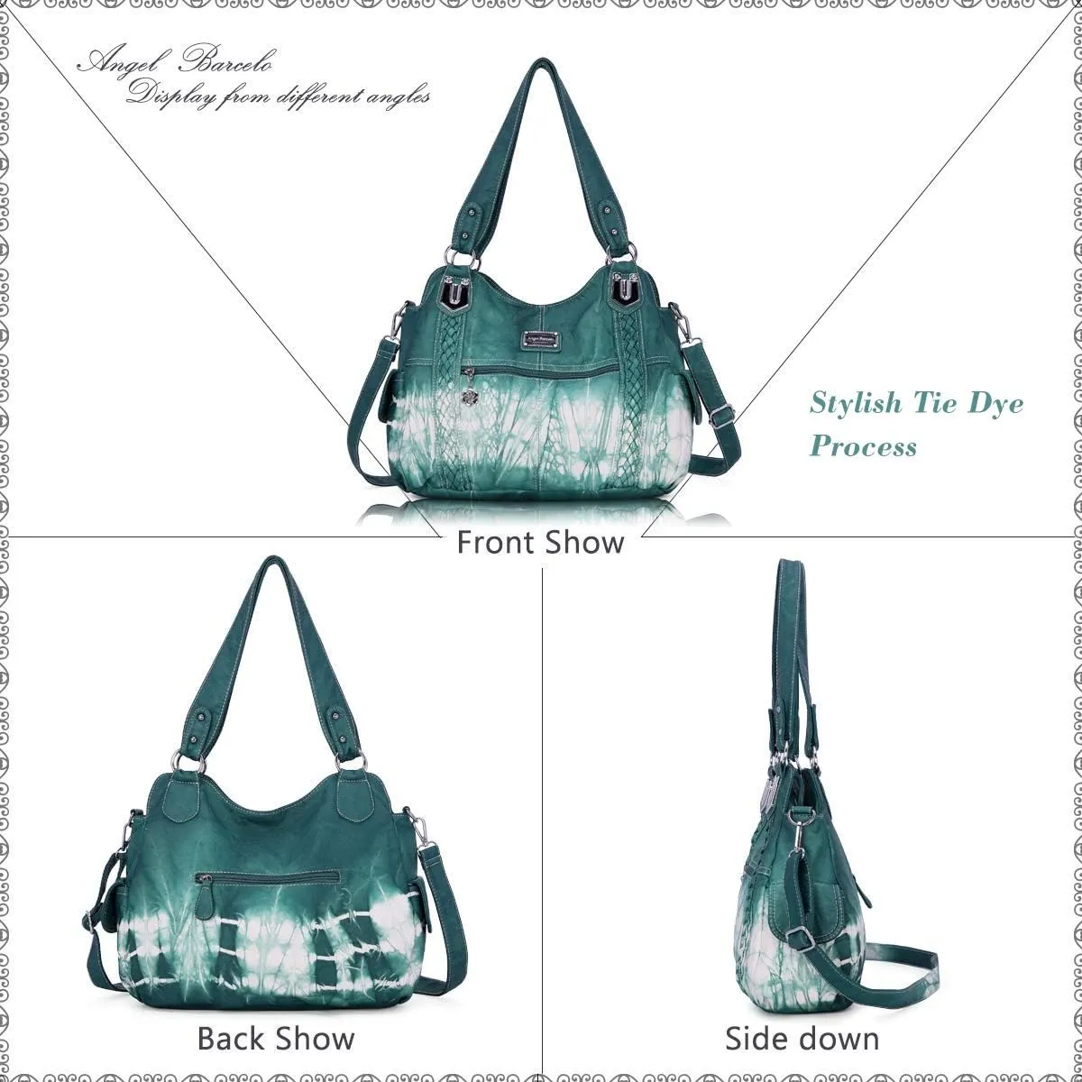 Angel Barcelo Roomy Fashion Hobo Womens Handbags Ladies Purse Satchel Shoulder Bags Tote Washed Leather Bag