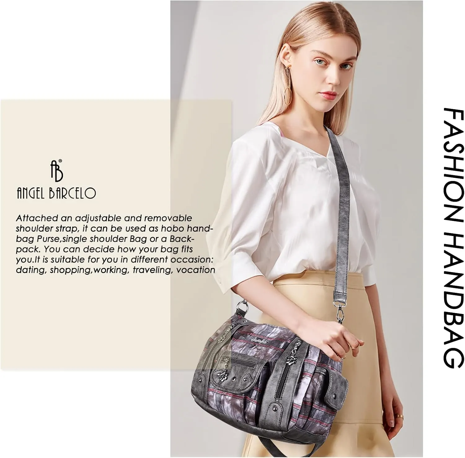 Angel Barcelo Womens Purses and Handbags PU Leather Shoulder Bag Fashion Hobo Bags for Girls