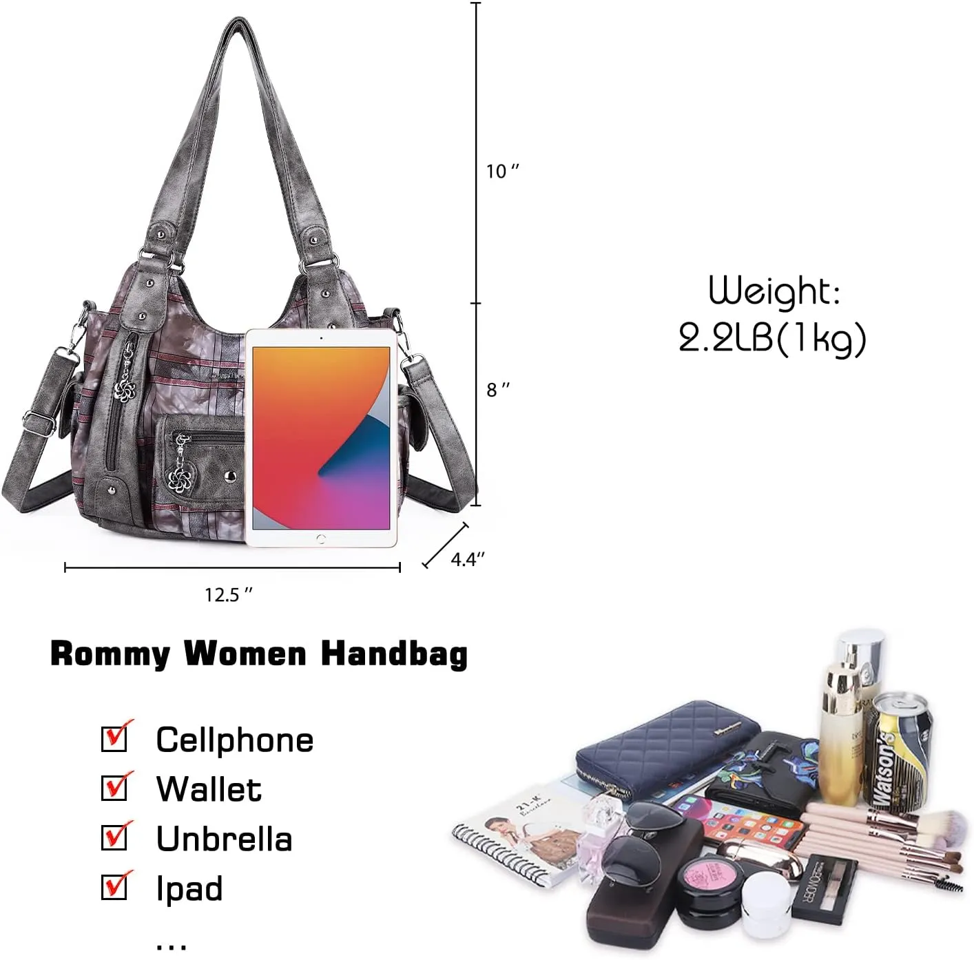 Angel Barcelo Womens Purses and Handbags PU Leather Shoulder Bag Fashion Hobo Bags for Girls