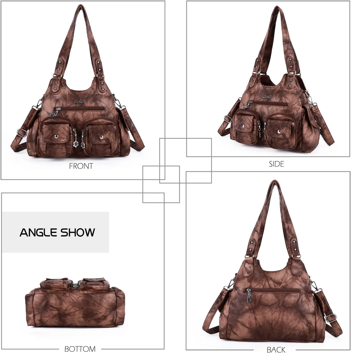 Angel Kiss Handbags for Women Large Hobo Bag Soft PU Leather Shoulder Bag for Women