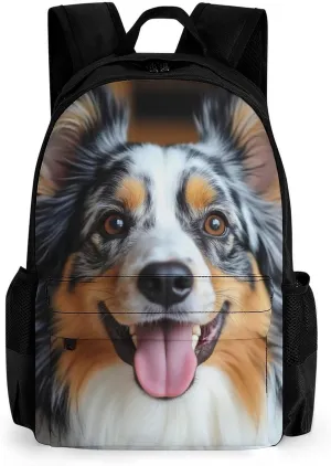 Animal Australian Shepherd Backpack Lightweight Anti-Theft Multipurpose Shoulder Bag Large Capacity Travel Hiking Backpack With Padded Straps