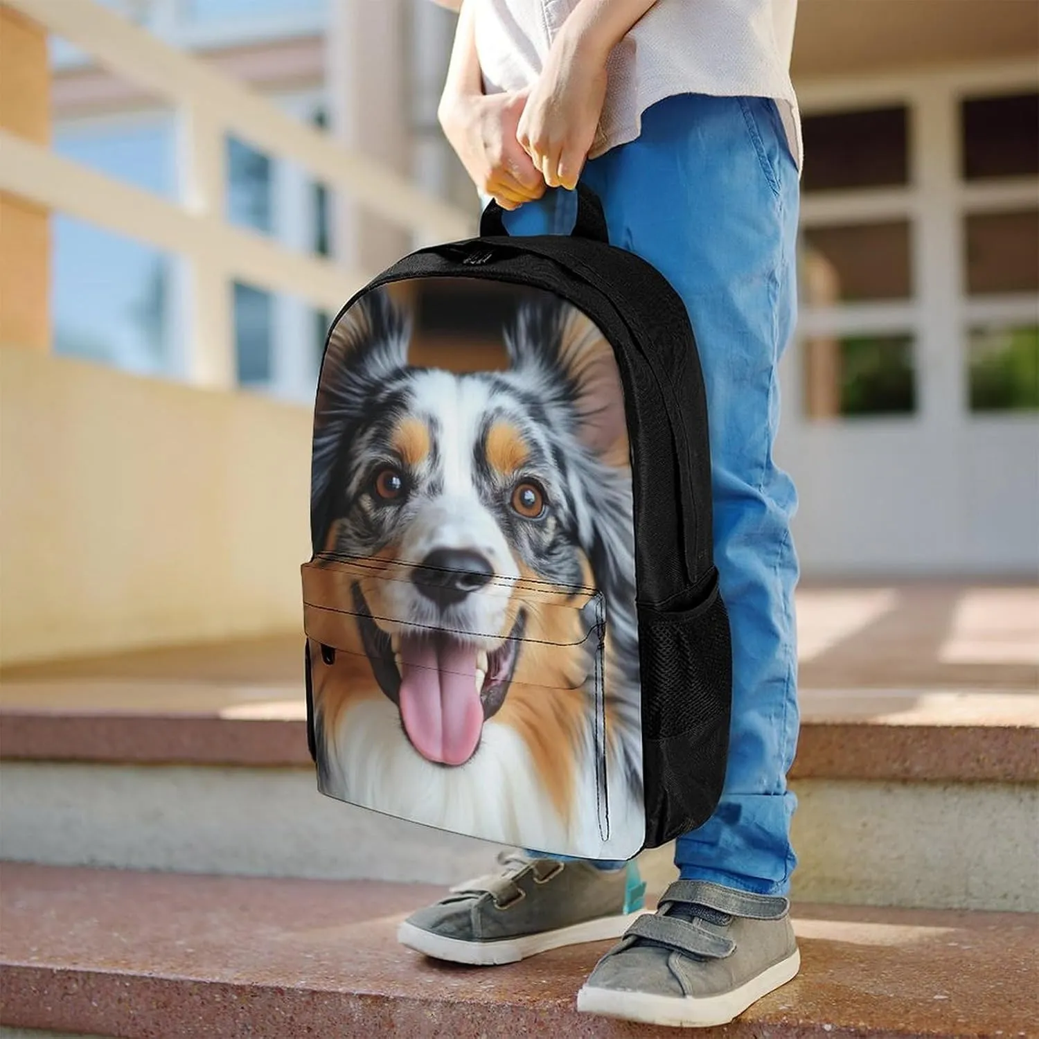 Animal Australian Shepherd Backpack Lightweight Anti-Theft Multipurpose Shoulder Bag Large Capacity Travel Hiking Backpack With Padded Straps