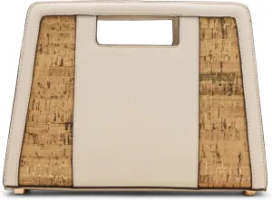 Anne Klein Womens Cork Clutch Bag with Convertible Strap, Parchment