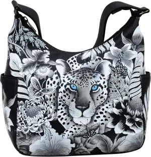 Anuschka Women's Hand Painted Genuine Vegetable Tanned Leather Hobo - Cleopatra's Leopard