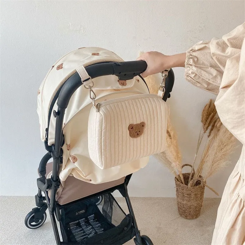 ANYMOM Mommy Diaper Bag Bear Design Stroller Bag With Zipper Maternity Organizer Cotton Storage Bag for Mommy