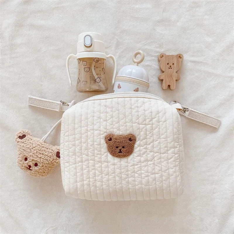 ANYMOM Mommy Diaper Bag Bear Design Stroller Bag With Zipper Maternity Organizer Cotton Storage Bag for Mommy