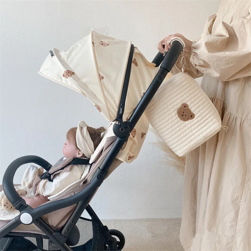 ANYMOM Mommy Diaper Bag Bear Design Stroller Bag With Zipper Maternity Organizer Cotton Storage Bag for Mommy