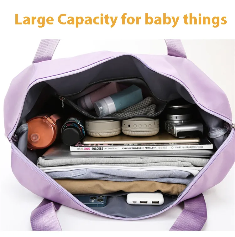 ANYMOM Mommy Diaper Bag Grey Waterproof Handbag Expandable Size With Zipper