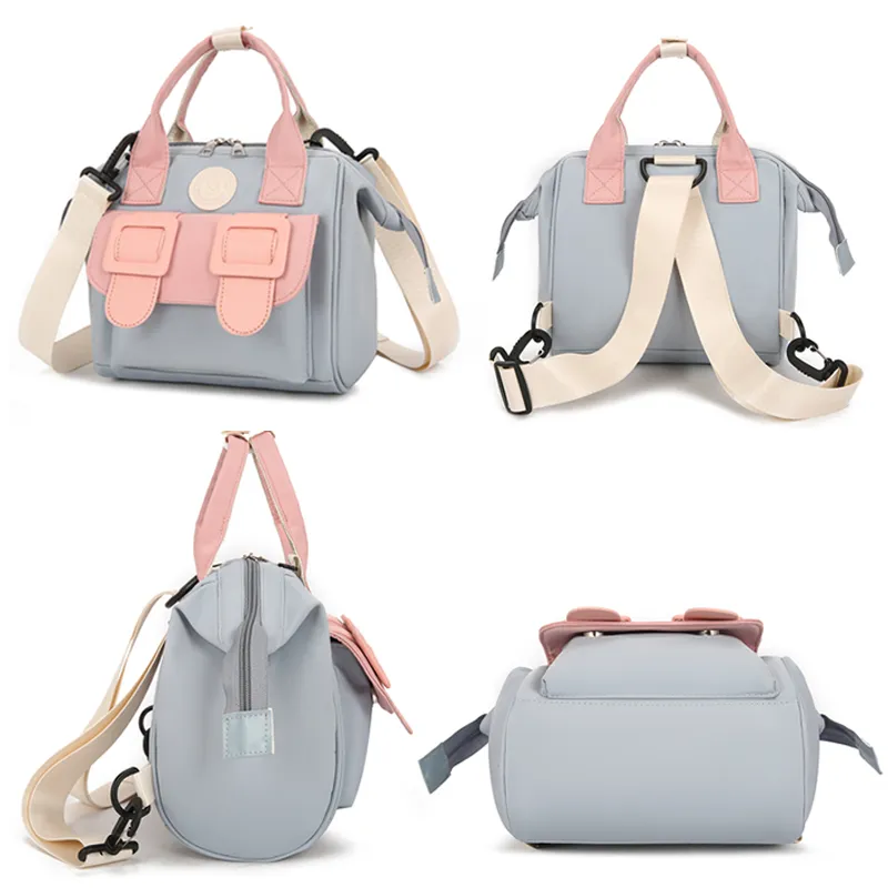 ANYMOM Mommy Diaper Bag Pink Backpack Big Capacity Handbag Stroller for Moms Detachable Strap Maternity Shoulder Bag
