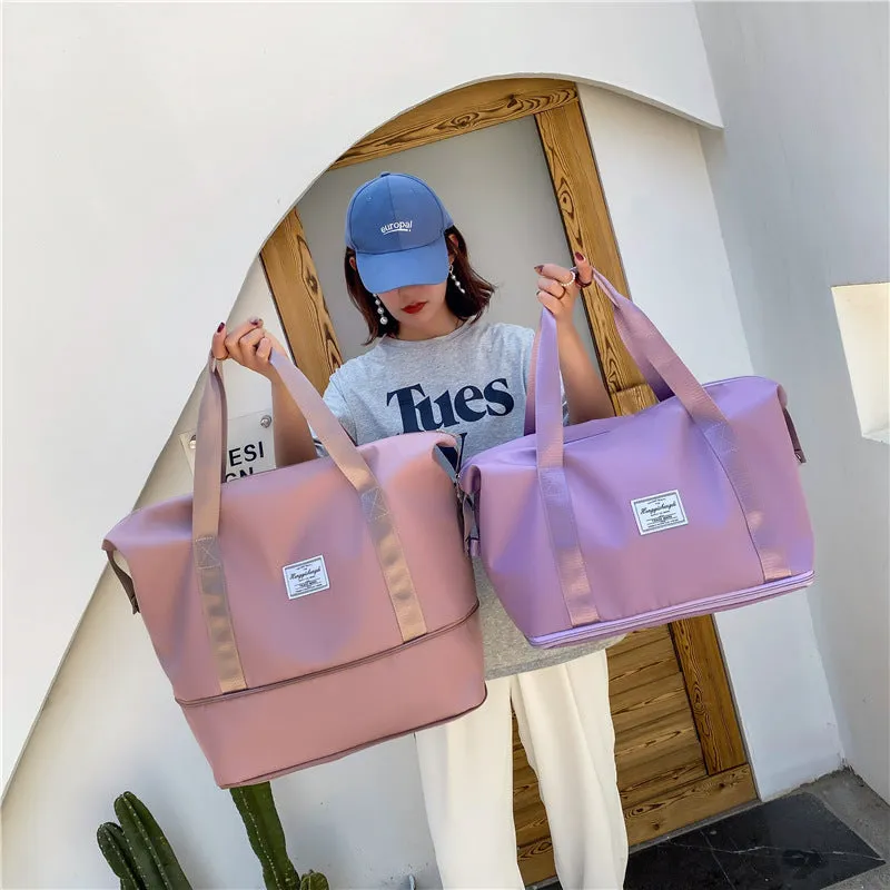 ANYMOM Mommy Diaper Bag Purple Waterproof Handbag Expandable Size With Zipper