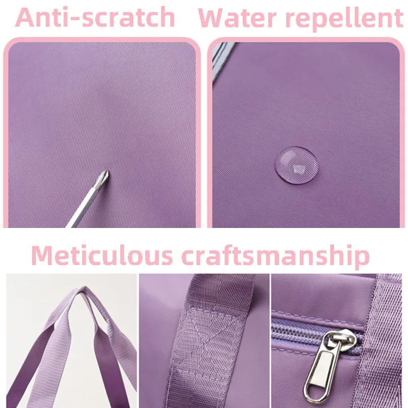 ANYMOM Mommy Diaper Bag Purple Waterproof Handbag Expandable Size With Zipper