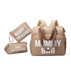 ANYMOM Mommy Diaper Bags Khaki 3 pcs Set Nappy Backpack Maternity Multifunctional Handbag Large Capacity Luggage Sleeve