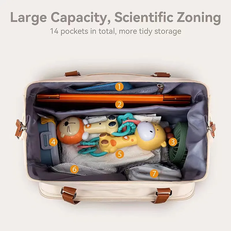 ANYMOM Mommy Diaper Bags Khaki 3 pcs Set Nappy Backpack Maternity Multifunctional Handbag Large Capacity Luggage Sleeve