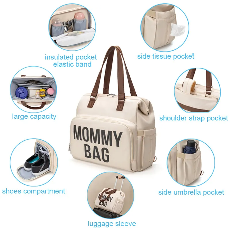 ANYMOM Mommy Diaper Bags Khaki 3 pcs Set Nappy Backpack Maternity Multifunctional Handbag Large Capacity Luggage Sleeve