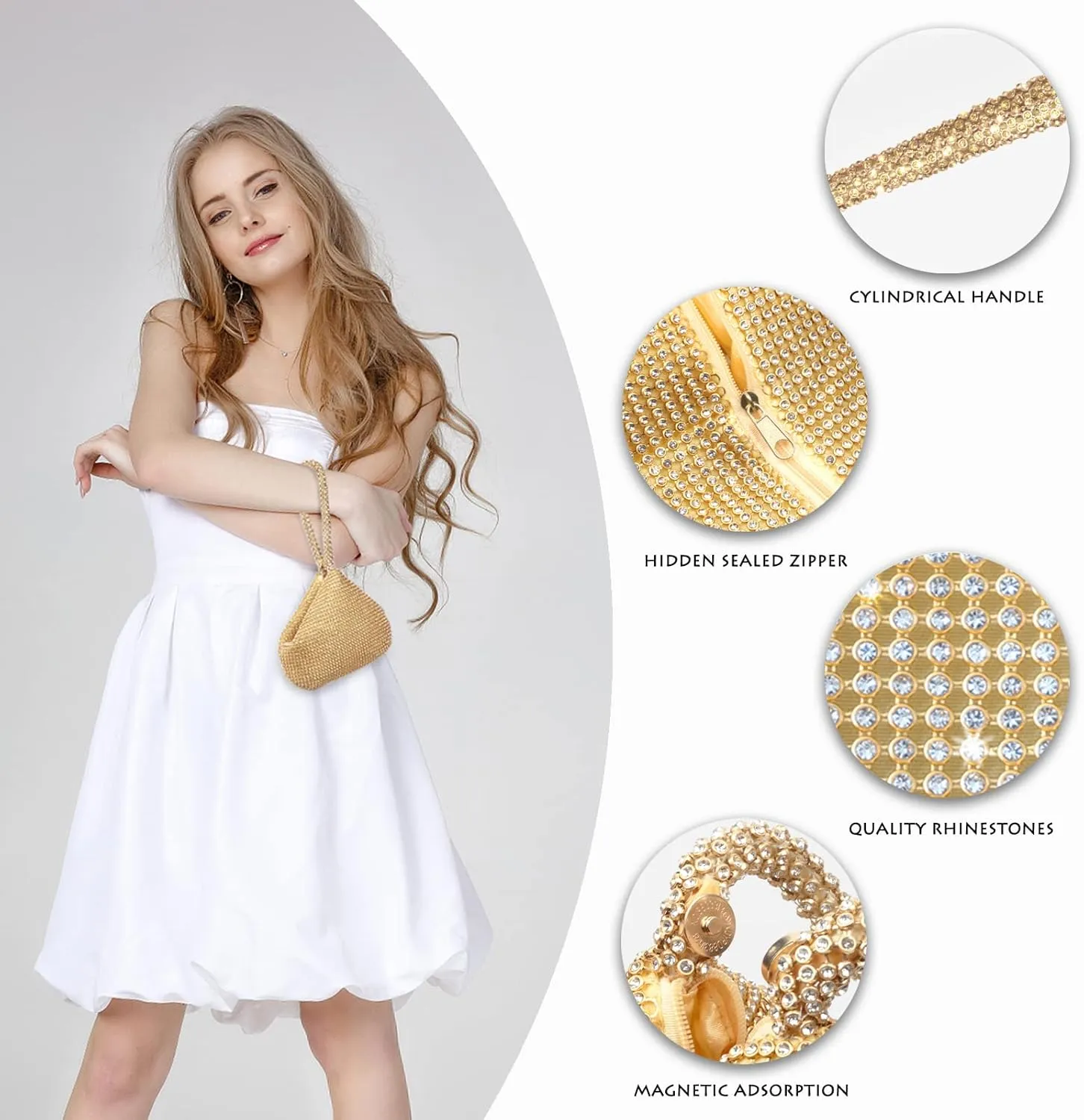 AOYUNHUI Hand Bags Purses for Women Rhinestone Bag Clutch Purses Party Wedding