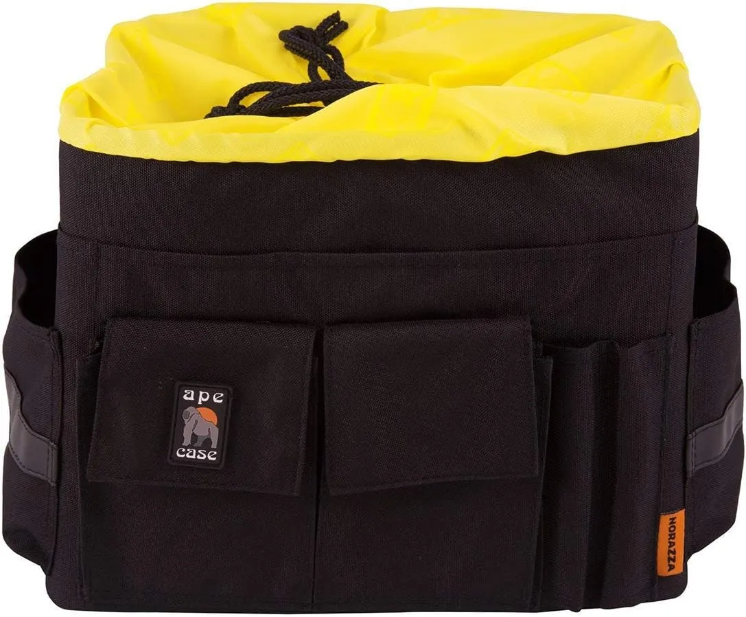 Ape Case Cubeze (ACQB 47) Flexible Padded Storage Bag; Removable & Adjustable Padded Inserts; Drawstring Closure; Hi-Vis Yellow Interior; Exterior Pockets for Accessories; Black
