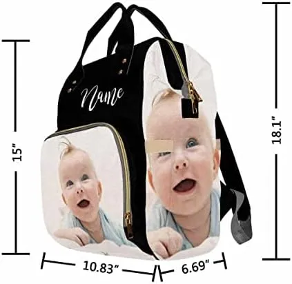 Artsadd Custom Photo Diaper Bag for Mom, Personalized Picture Backpack with Stroller Straps Large Travel Shoulder Bag Nappy Bag Gifts for Work Hiking