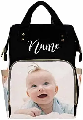 Artsadd Custom Photo Diaper Bag for Mom, Personalized Picture Backpack with Stroller Straps Large Travel Shoulder Bag Nappy Bag Gifts for Work Hiking