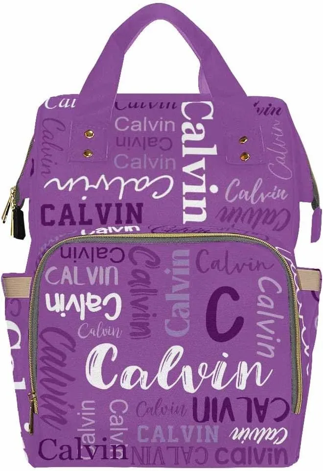 Artsadd Personalized Name Nappy Bag Large Capacity Baby Diaper Bags, Purple Monogram Daypack Custom Name Backpack Casual Daypack Bag Gifts for Niece Daughter Granddaughter