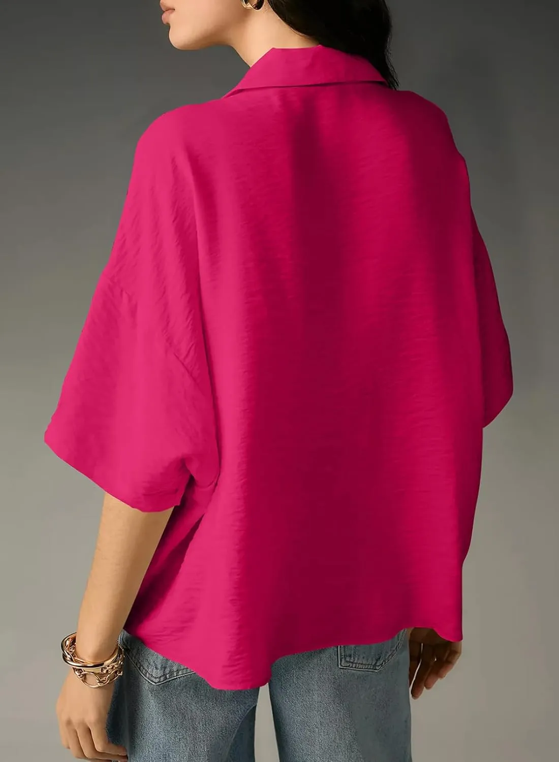 Astylish Womens Dressy Casual Blouse Business Short Sleeve Collared Tops Placket V Neck Work Shirt