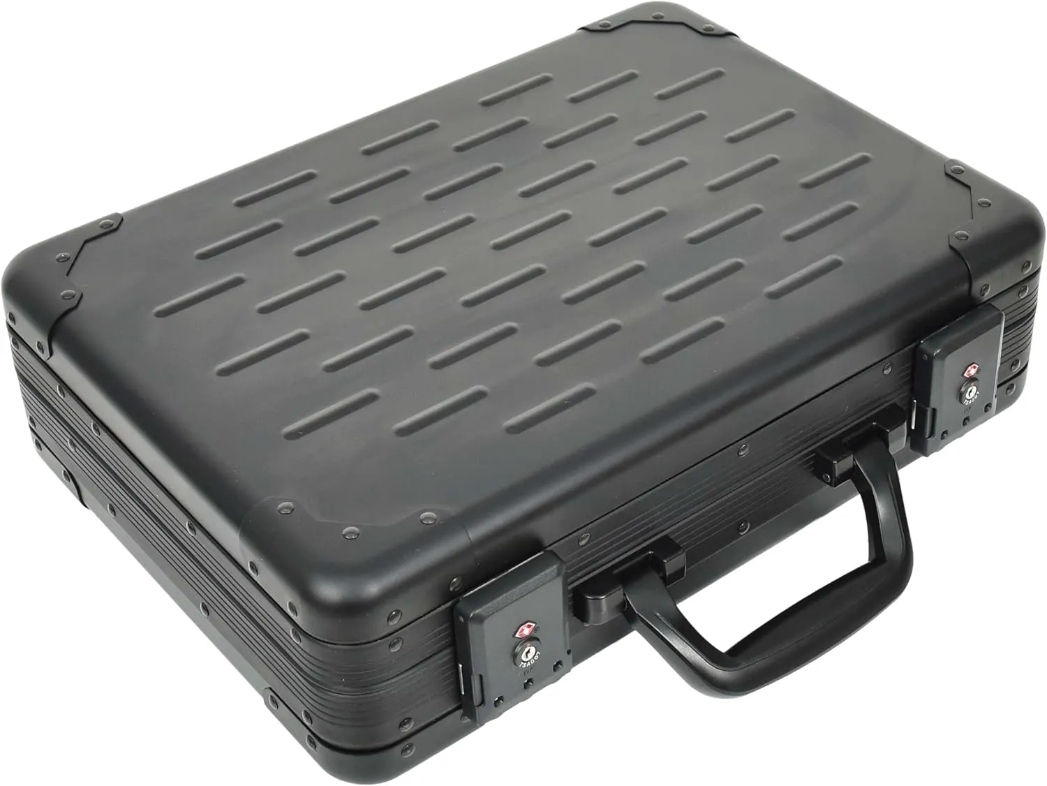 Attache Case Black Aluminium Classic Dual TSA Lock Briefcase Business Bag Agent, Black, Contemporary