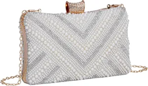 Ayliss Pearl Clutch Purses for Women Wedding Bridal Evening Small Clutch Crossbody Handbag Full Beaded Parites Prom