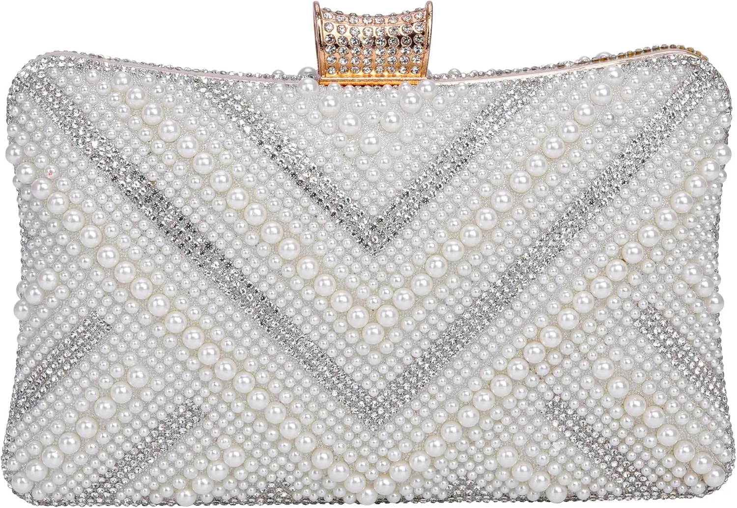 Ayliss Pearl Clutch Purses for Women Wedding Bridal Evening Small Clutch Crossbody Handbag Full Beaded Parites Prom