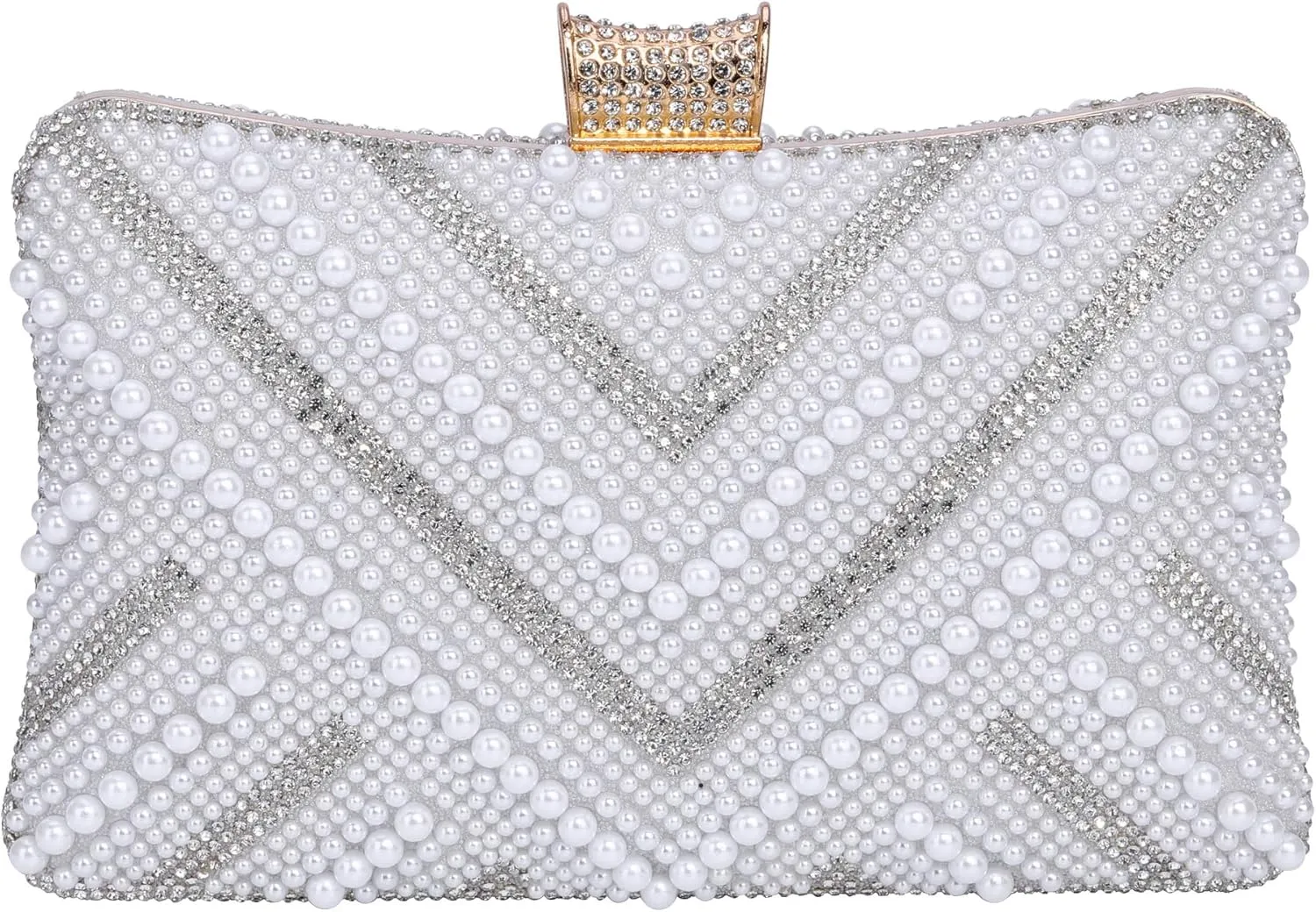 Ayliss Pearl Clutch Purses for Women Wedding Bridal Evening Small Clutch Crossbody Handbag Full Beaded Parites Prom