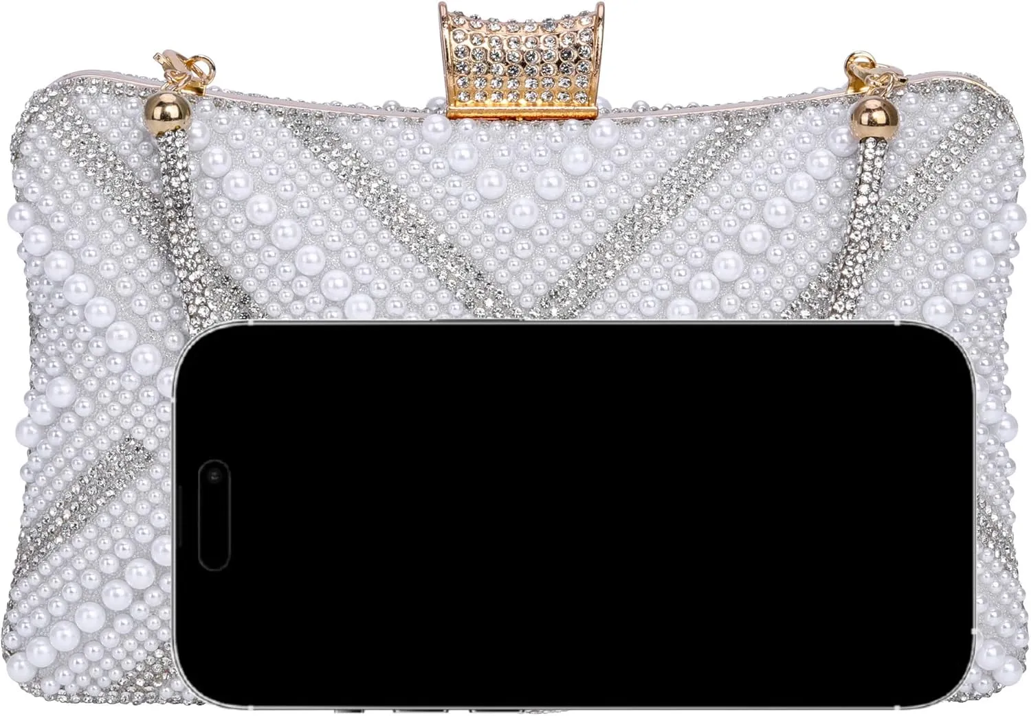 Ayliss Pearl Clutch Purses for Women Wedding Bridal Evening Small Clutch Crossbody Handbag Full Beaded Parites Prom