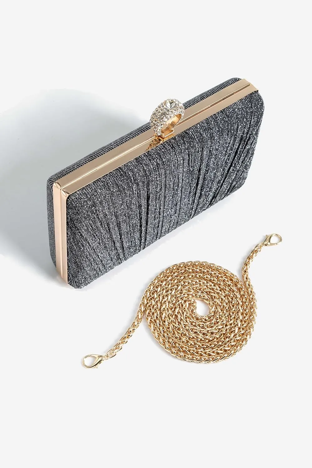 BABEYOND Clutch Purses for Women - Evening Bag Glitter Pleated Clutch for Bride Party Prom Wedding