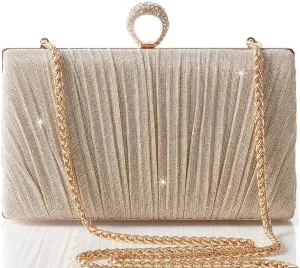 BABEYOND Clutch Purses for Women - Evening Bag Glitter Pleated Clutch for Bride Party Prom Wedding
