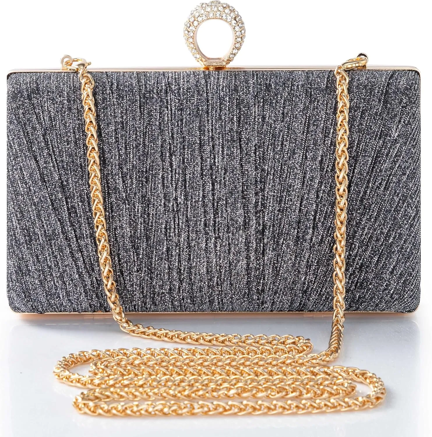 BABEYOND Clutch Purses for Women - Evening Bag Glitter Pleated Clutch for Bride Party Prom Wedding