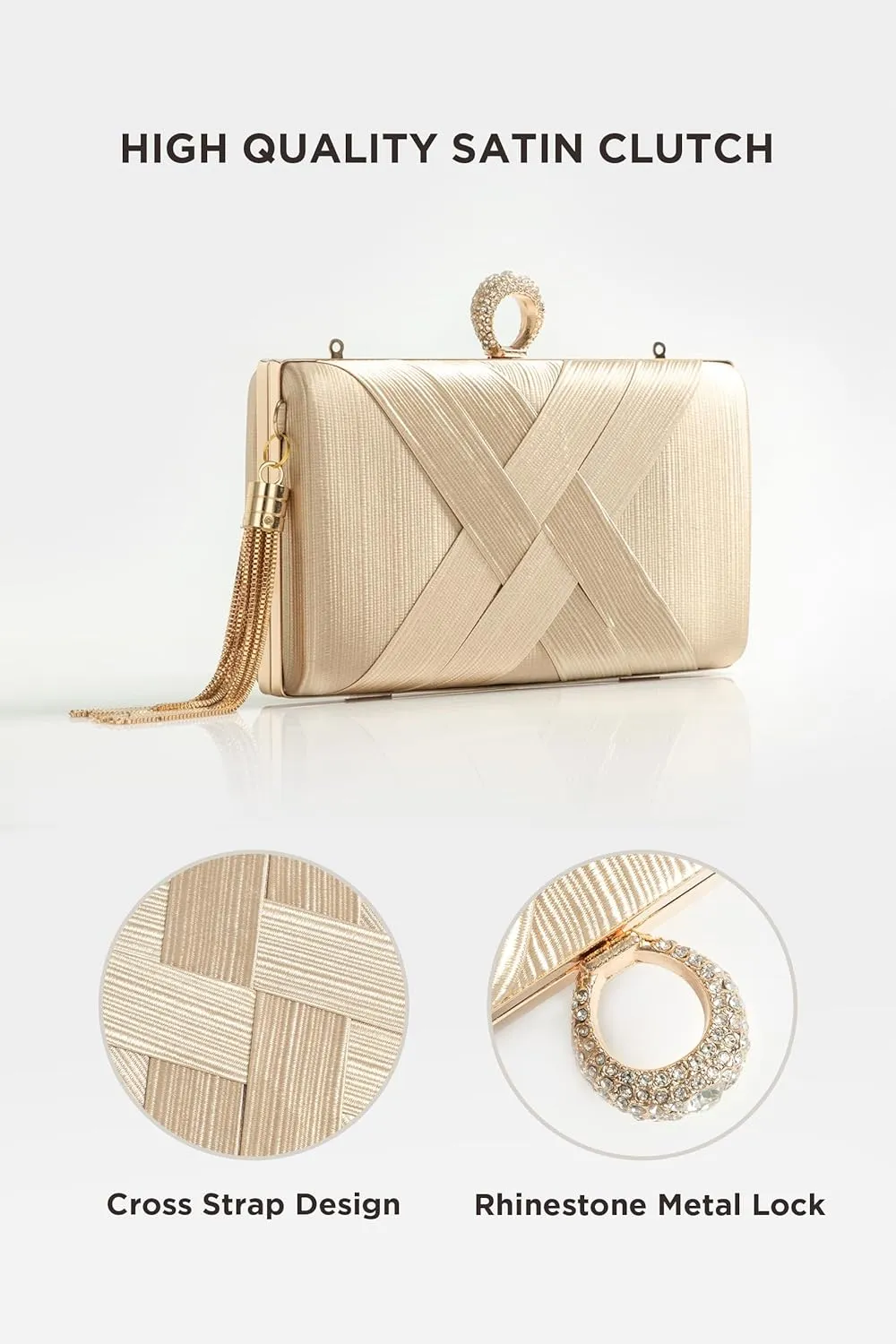 BABEYOND Clutch Purses for Women - Evening Bag Tassel Pendant Clutch for Bride Party Prom Wedding