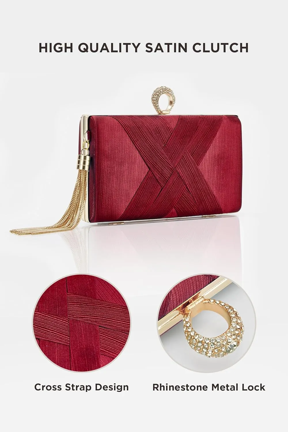 BABEYOND Clutch Purses for Women - Evening Bag Tassel Pendant Clutch for Bride Party Prom Wedding