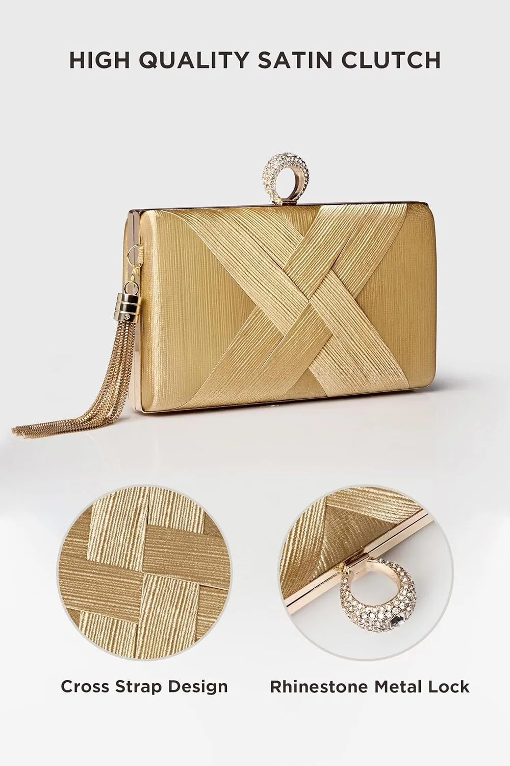 BABEYOND Clutch Purses for Women - Evening Bag Tassel Pendant Clutch for Bride Party Prom Wedding