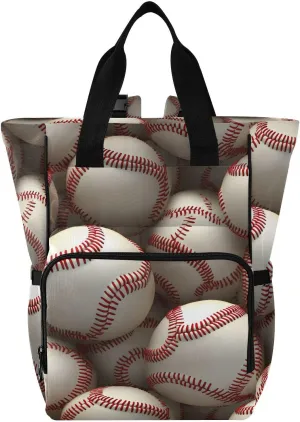 Baby Diaper Bag Backpack Baseball Pattern Vintage Baseball Large Tote Baby Bag for Boys, Girls, Waterproof Multi Function Diaper Backpack, Travel Essentials for Moms