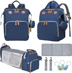 Baby Diaper Bags with Changing Station, Multifunctional Diaper Bag Backpack for Moms Dads with USB Charging Port, Waterproof Travel Diaper, Baby Shower Gifts for Baby Boy & Girls（Blue）