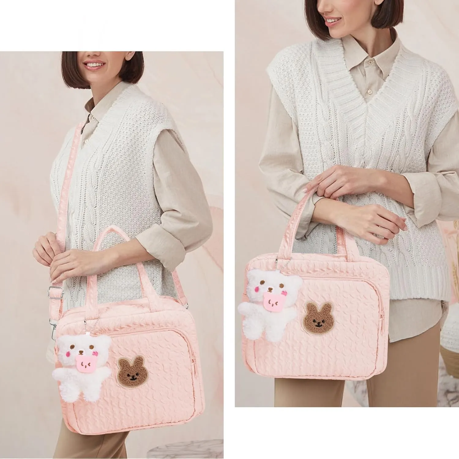 Baby Diaper Bag,Small Diaper Bag Tote Crossbody Diaper Bag Cute Quilted Diaper Bag Baby Travel Shoulder Bag with Strap