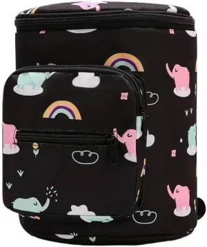 Baby Stroller Hanging Bag, Large Capacity Baby Stroller Accessories Storage Bag, Universal Outdoor Storage Bag(Black Elephant)