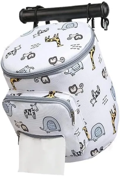 Baby Stroller Hanging Bag, Large Capacity Baby Stroller Accessories Storage Bag, Universal Outdoor Storage Bag(Black Elephant)