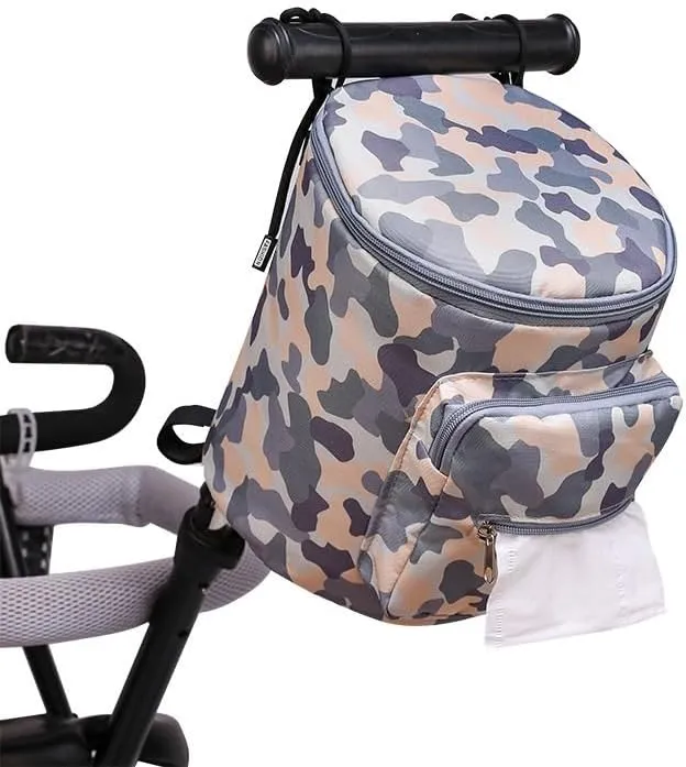 Baby Stroller Hanging Bag, Large Capacity Baby Stroller Accessories Storage Bag, Universal Outdoor Storage Bag(Black Elephant)