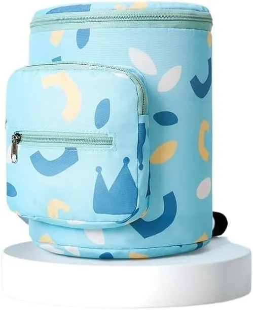 Baby Stroller Hanging Bag, Large Capacity Baby Stroller Accessories Storage Bag, Universal Outdoor Storage Bag(Blue Geometry)